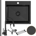 Zlew stalowy spawany Cole 100 PVD Gun metal bateria czarna