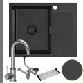 Zlew stalowy spawany PVD gun metal Cole 116 z ociekaczem bateria stalowa