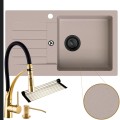 Beżowy zlew NATALIE syfon black matt manualny złote akcesoria.jpg