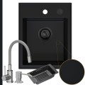 Zlew granitowy czarny Velto 1KBO syfon black matt automatczny z pokrętłem bateria Megan szara dozownik wkładka ociekowa.jpg