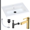 Umywalka ARA 60 czarny korek klik klak syfon ozdobny czarny mat przelewka biała bateria złota.jpg