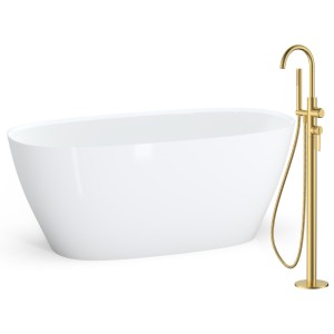 Zestaw kompletny: Wanna Lena 150 + syfon + bateria wannowa wolnostojąca Aurevo 