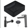 Umywalka czarna HANA 45 spust z nakładką syfon ozdobny metalowy czarny mat bateria gun metal.jpg