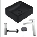 Umywalka czarna HANA 45 spust z nakładką syfon ozdobny metalowy przelewka srebrna bateria chrom .jpg