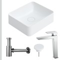 Umywalka HANA 45 spust z nakładką syfon ozdobny metalowy bateria chrom