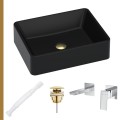 Umywalka czarna Caroline złoty korek klik klak syfon elastyczny bateria chrom.jpg