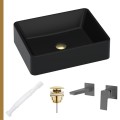 Umywalka czarna Caroline złoty korek klik klak syfon elastyczny bateria gun metal.jpg