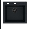 Czarny metalik zlew FERRUM 1K50 syfon black matt manualny