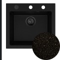 Złoty metalik zlew FERRUM 1K50 syfon black matt automatyczny z pokrętłem