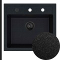 Czarny metalik zlew FERRUM 1K60 syfon black matt automatyczny z pokrętłem
