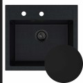 Czarny metalik zlew FERRUM 1K60 syfon black matt manualny
