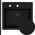 Czarny zlew FERRUM 1K60 syfon black matt manualny