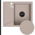 Zlew granitowy beżowy OBSIDIAN 1KKO syfon black matt manualny