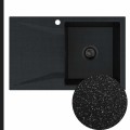 Zlew granitowy czarny metalik obsidian 1kdo syfon black matt manualny