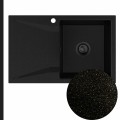 Zlew granitowy złoty metalik obsidian 1kdo syfon black matt manualny