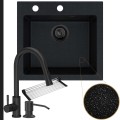 Czarny metalik zlew ferrum 1k50 syfon black matt manualny czarne akcesoria