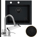Czarny metalik zlew ferrum 1k50 syfon black matt manualny stalowe akcesoria