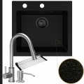 Złoty metalik zlew ferrum 1k50 syfon black matt manualny stalowe akcesoria