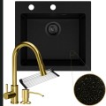 Złoty metalik zlew ferrum 1k50 syfon black matt manualny złote akcesoria
