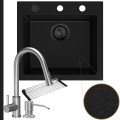 Grafitowy zlew FERRUM 1K50 syfon black matt automatyczny z pokrętłem stalowe akcesoria.jpg