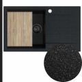 Zlew czarny metalik z ociekaczem z black matt syfonem automatycznym z pokrętłem z ociekarką