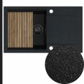 Zlew czarny metalik z ociekaczem z black matt syfonem manual z ociekarką grafitową