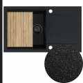 Zlew czarny metalik z ociekaczem z black matt syfonem manual z ociekarką złotą