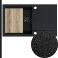 Zlew czarny metalik z ociekaczem z black matt syfonem manual z ociekarką