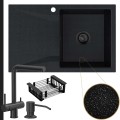 Czarny metalik zlew obsidian 1kdo syfon black matt manualny karbon akcesoria