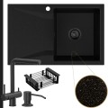 Złoty metalik zlew obsidian 1kdo syfon black matt manualny karbon akcesoria