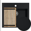 Czarny zlew manual z ociekarką