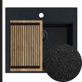 Czarny metalik z black matt syfonem manualnym z ociekarką grafitową
