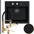 Czarny zlew SINK 60 syfon grafitowy automatyczny z przyciskiem złote akcesoria.jpg