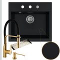 Czarny zlew SINK 60 syfon srebrny automatyczny z pokrętłem złote akcesoria.jpg