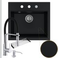 Czarny zlew SINK 60 syfon srebrny automatyczny z przyciskiem srebrne akcesoria.jpg