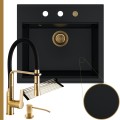 Czarny zlew SINK 60 syfon złoty automatyczny z pokrętłem złote akcesoria.jpg