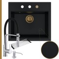 Czarny zlew SINK 60 syfon złoty automatyczny z przyciskiem srebrne akcesoria.jpg