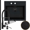 Czarny metalik zlew sink 60 syfon black matt manualny czarne akcesoria