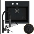 Czarny metalik zlew sink 60 syfon grafitowy manualny czarne akcesoria