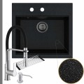 Czarny metalik zlew sink 60 syfon grafitowy manualny srebrne akcesoria