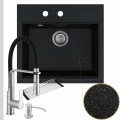 Czarny metalik zlew sink 60 syfon srebrny manualny srebrne akcesoria