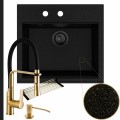 Złoty metalik zlew sink 60 syfon black matt manualny złote akcesoria