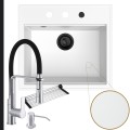 Biały zlew SINK 60 syfon black matt automatyczny z pokrętłem srebrne akcesoria.jpg