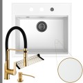 Biały zlew SINK 60 syfon grafitowy automatyczny z pokrętłem złote akcesoria.jpg