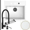 Biały zlew SINK 60 syfon grafitowy automatyczny z przyciskiem czarne akcesoria.jpg