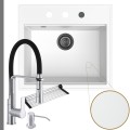 Biały zlew SINK 60 syfon grafitowy automatyczny z przyciskiem srebrne akcesoria.jpg