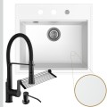 Biały zlew SINK 60 syfon srebrny automatyczny z pokrętłem czarne akcesoria.jpg