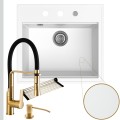 Biały zlew SINK 60 syfon srebrny automatyczny z pokrętłem złote akcesoria.jpg