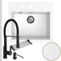 Biały zlew SINK 60 syfon srebrny klik klak czarne akcesoria.jpg