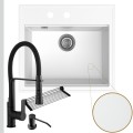 Biały zlew SINK 60 syfon srebrny manualny czarne akcesoria.jpg
